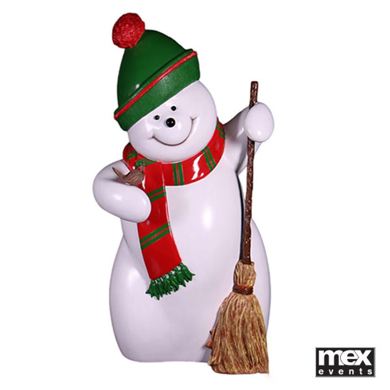 Snowman with broom