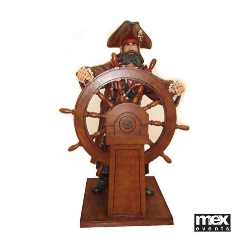 Life Size Pirate Holding Ships Wheel